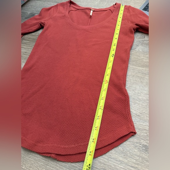 Free People Rust Lovely Lady Lace Crochet Cuff Waffle Thermal Small - Picture 8 of 11